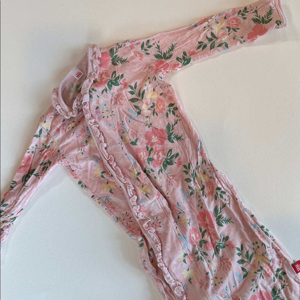 Pink Floral Kids Pajamas Romper - Soft Cotton - Picture 2 of 7